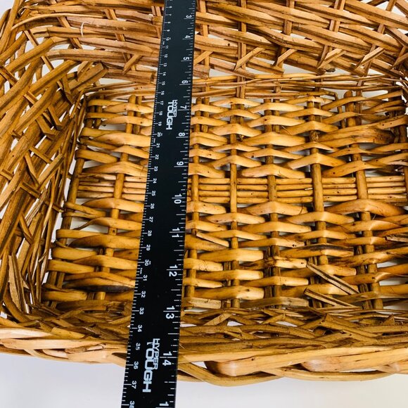 Grapevine Wicker Flower Market Basket Decorative MCM Wooden Handles Farmhouse - Picture 11 of 15